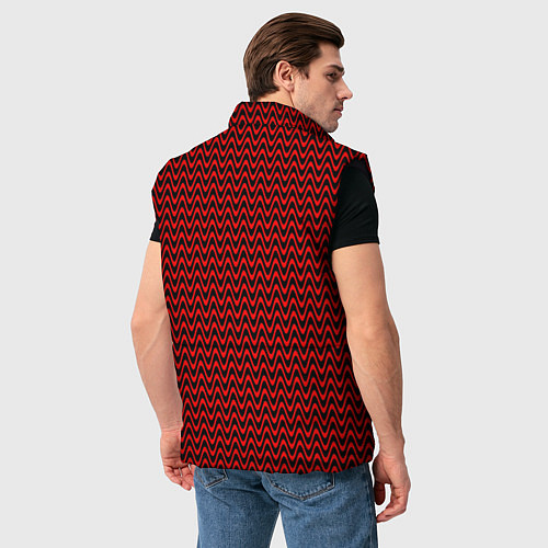 Мужской жилет Красно-чёрный волнистые линии / 3D-Черный – фото 4