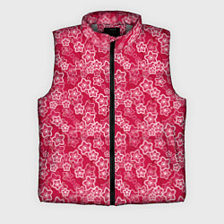 Мужской жилет Красно-белый цветочный узор ретро, цвет: 3D-светло-серый