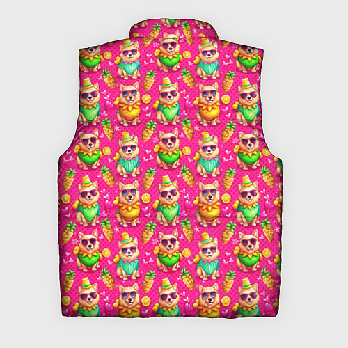 Мужской жилет Щенята и летний вайб паттерн / 3D-Светло-серый – фото 2