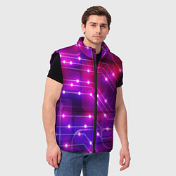 Мужской жилет Неоновый фон печатной платы, цвет: 3D-черный — фото 2
