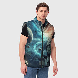 Мужской жилет Рождение новой планеты - неоновое свечение, цвет: 3D-светло-серый — фото 2