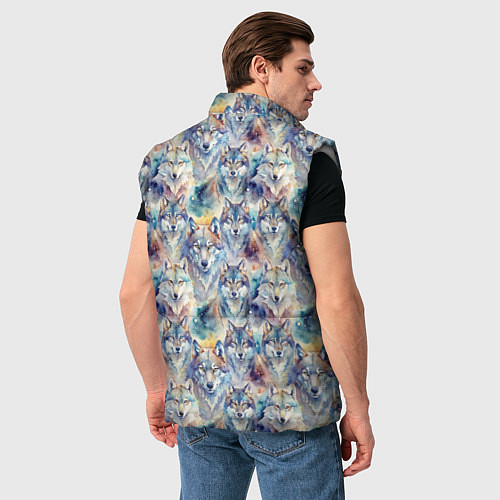Мужской жилет Волки паттерн / 3D-Светло-серый – фото 4