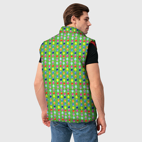 Мужской жилет Паттерн с вертикальными гирляндами на зеленом / 3D-Красный – фото 4