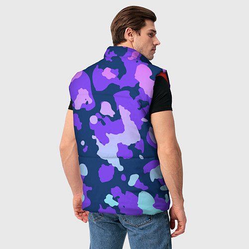 Мужской жилет Паттерн с розовыми фиолетовыми и голубыми пятнами / 3D-Красный – фото 4