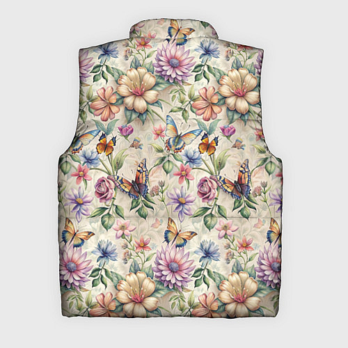 Мужской жилет Летний узор с цветами и бабочками / 3D-Светло-серый – фото 2