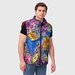 Мужской жилет Абстрактный растительный паттерн - нейросеть, цвет: 3D-красный — фото 2