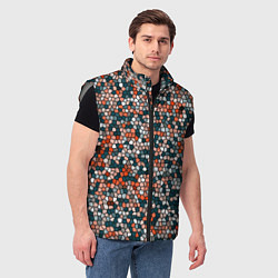 Мужской жилет Красно-бирюзовый паттерн мелкая мозаика, цвет: 3D-светло-серый — фото 2