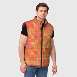 Мужской жилет Россыпь оранжевых квадратов, цвет: 3D-красный — фото 2