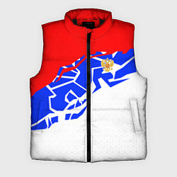 Мужской жилет Россия- астрактивный триколор, цвет: 3D-черный