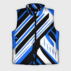 Мужской жилет Чёрно-синие полосы на белом фоне, цвет: 3D-светло-серый