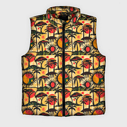 Мужской жилет Африка солнце пальмы, цвет: 3D-красный