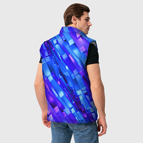 Мужской жилет Сине-фиолетовые наклонные блоки / 3D-Светло-серый – фото 4