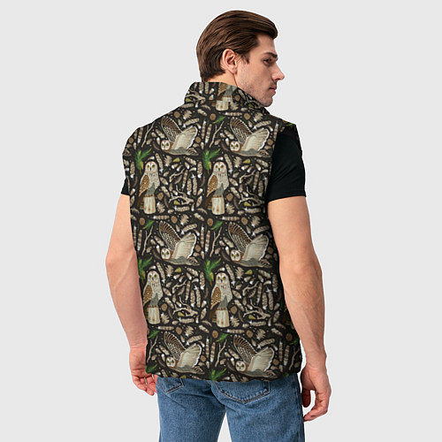 Мужской жилет Совы в сосновом лесу / 3D-Черный – фото 4