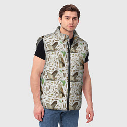 Мужской жилет Совы и перья, цвет: 3D-светло-серый — фото 2