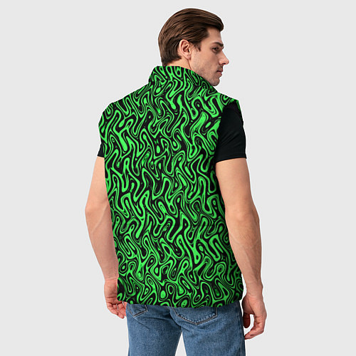 Мужской жилет Чёрно-зелёный абстрактный узор / 3D-Черный – фото 4