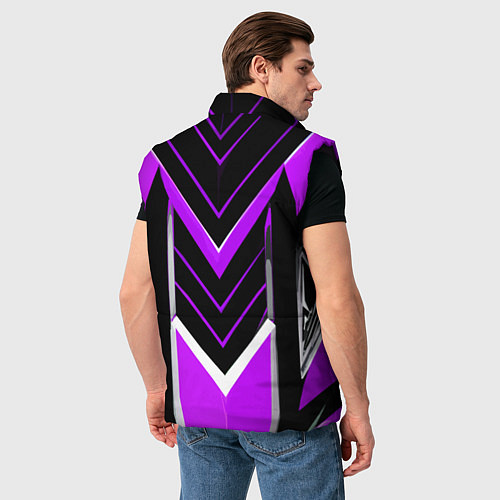 Мужской жилет Фиолетово-серые полосы на чёрном фоне / 3D-Черный – фото 4