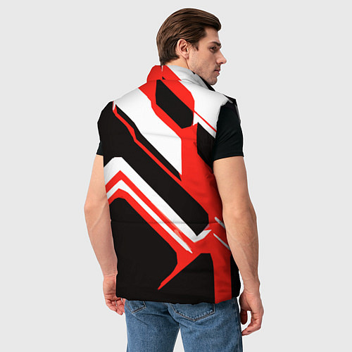 Мужской жилет Бело-красные линии на чёрном фоне / 3D-Черный – фото 4