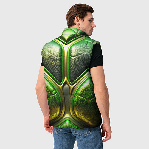 Мужской жилет Объемная зеленая текстурная кожа / 3D-Черный – фото 4