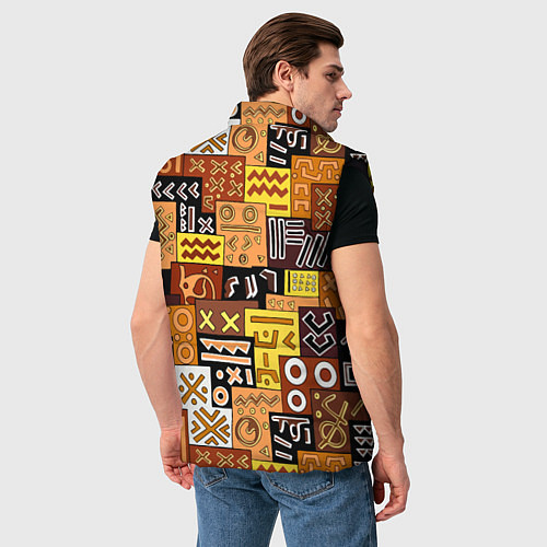 Мужской жилет Африканские этнический коллаж / 3D-Черный – фото 4