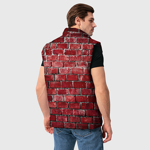 Мужской жилет Текстура красного кирпича / 3D-Черный – фото 4