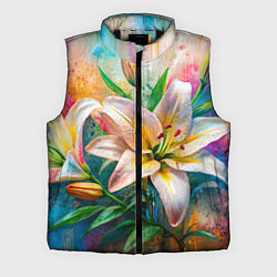 Мужской жилет Лилии абстракция гранж, цвет: 3D-черный