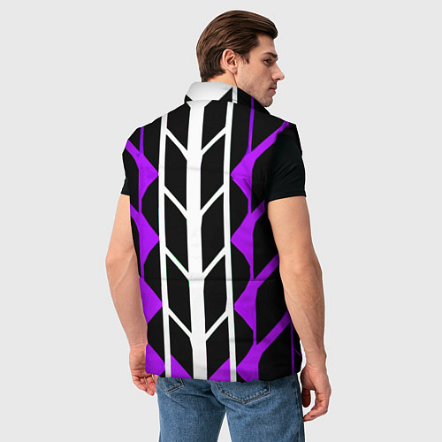 Мужской жилет Бело-фиолетовые линии на чёрном фоне / 3D-Черный – фото 4