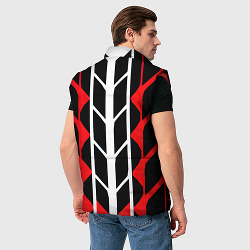 Мужской жилет White and red lines on a black background / 3D-Красный – фото 4
