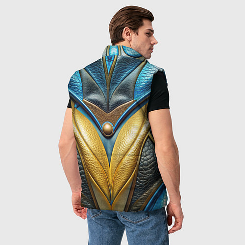 Мужской жилет Объемная футуристичная объемная текстура из кожи / 3D-Черный – фото 4