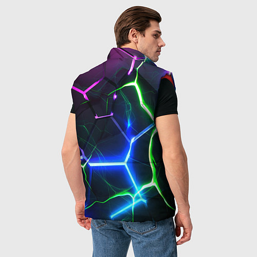 Мужской жилет Микс из разломленных плит и неоновое свечения / 3D-Красный – фото 4