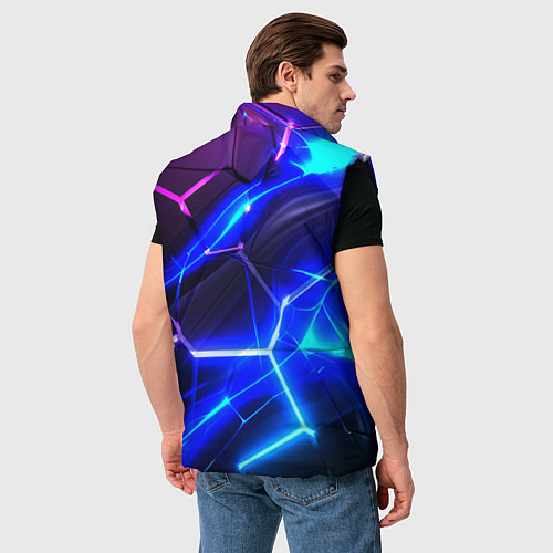 Мужской жилет Микс разломленных плит и неоновое свечения / 3D-Черный – фото 4