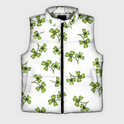 Мужской жилет Листочки клевера на белом фоне - паттерн, цвет: 3D-светло-серый