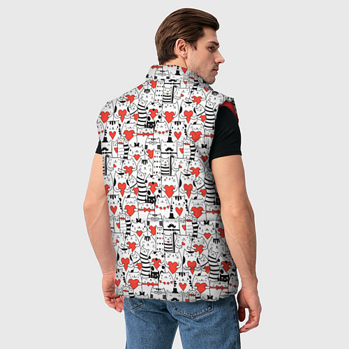 Мужской жилет Котики держат сердечки / 3D-Красный – фото 4