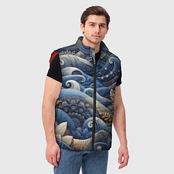 Мужской жилет Джинсовые волны - нейросеть, цвет: 3D-красный — фото 2
