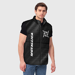 Мужской жилет Metallica metal rock lines, цвет: 3D-черный — фото 2