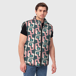 Мужской жилет Геометрическая ретро абстракция, цвет: 3D-светло-серый — фото 2