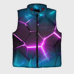 Мужской жилет Голубые и розовые неоновые плиты в разломе, цвет: 3D-красный