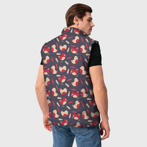 Мужской жилет Паттерн с птицами и перьями / 3D-Черный – фото 4