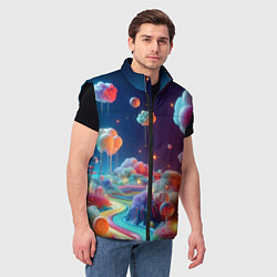 Мужской жилет Planet chupa chups - neon glow, цвет: 3D-черный — фото 2