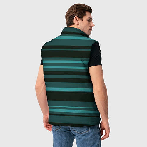 Мужской жилет Тёмно-бирюзовый полосами / 3D-Черный – фото 4