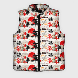 Мужской жилет Японские символы и элементы культуры, цвет: 3D-черный