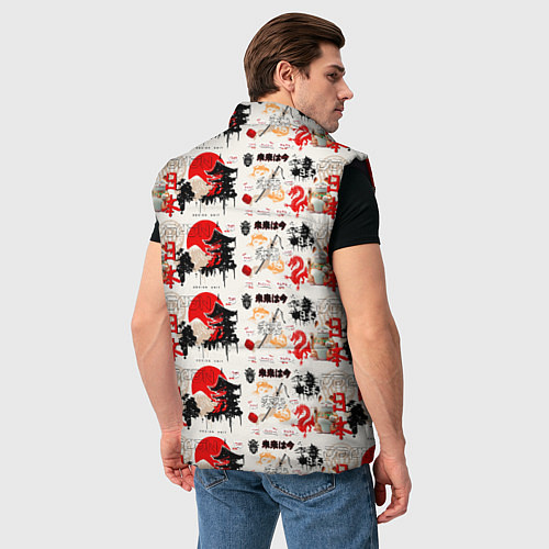 Мужской жилет Японские символы и элементы культуры / 3D-Черный – фото 4