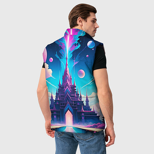 Мужской жилет Сказочный город - пейзаж / 3D-Черный – фото 4