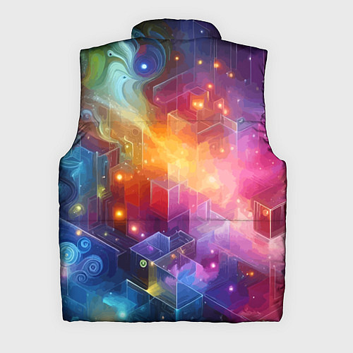 Мужской жилет Геометрический неоновый космос - нейросеть / 3D-Светло-серый – фото 2