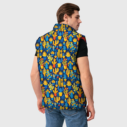 Мужской жилет Кактусы разноцветный мексиканский яркий узор / 3D-Красный – фото 4
