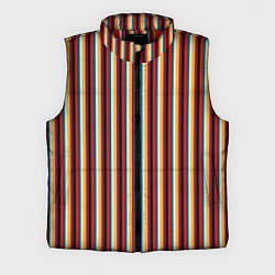 Мужской жилет Жёлтый красный и бирюзовый в сочетании полосы, цвет: 3D-красный