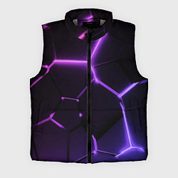 Мужской жилет Темные фиолетовые неоновые плиты в разломе, цвет: 3D-светло-серый