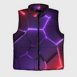 Мужской жилет Красно-фиолетовые неоновые плиты в разломе