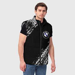 Мужской жилет BMW : автомобильные текстуры шин, цвет: 3D-светло-серый — фото 2