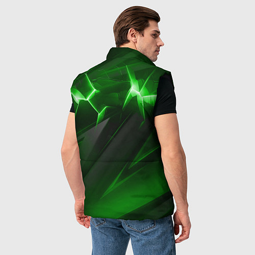 Мужской жилет Яркая зеленая объемная абстракция / 3D-Черный – фото 4