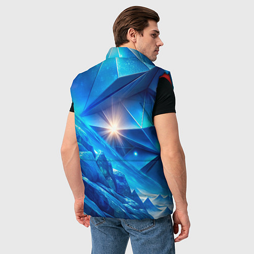 Мужской жилет Синяя объемная абстракция со вспышкой / 3D-Красный – фото 4